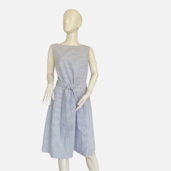 Anne Klein | Dresses | Vintage Anne Klein Seersucker Aline Sleeveless Dress  Size 2 Has Pockets | Poshmark